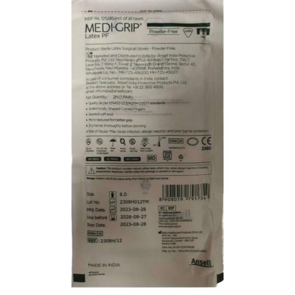 Netmeds | Ansell Medi-Grip Latex PF Micro Powder Free Gloves (8) (1 Pair)