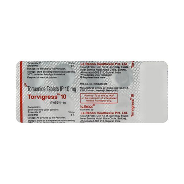Torvigress 10mg Tablet 10'S - Hypertension-Diu