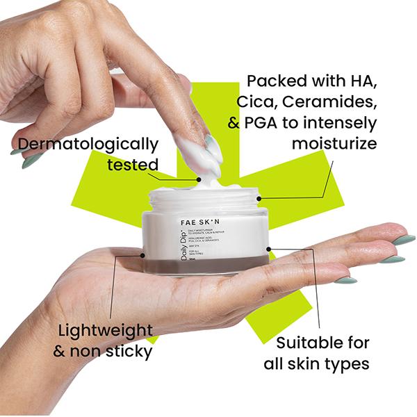 FAE Beauty Daily Dip Daily Moisturizer with Hyaluronic Acid,PGA ,Cica, and Ceramides for all Skin Types 50 ml - Face Moisturizers