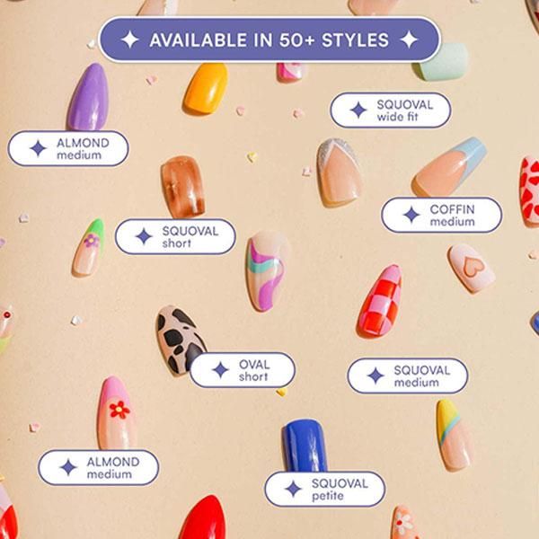 Gush Beauty Nailed It Reusable Luxury Press On Nails With Application Kit Noir Swirl- Medium to Long Almond 1's - Nail Art