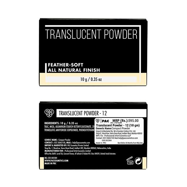 Pac Translucent Powder 12 Feather Soft All Natural Finish 10gm - Loose Powder