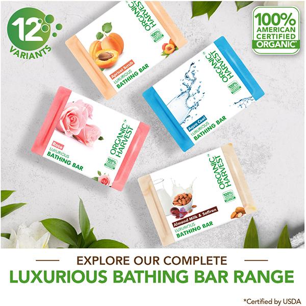 Organic Harvest Luxurious Bathing Bar - Tea Tree Soap Bar for Clear Skin, Soap to Prevent Body Acne 125 gm - Soaps