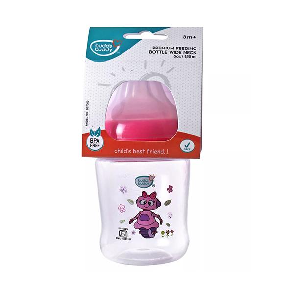 Buddsbuddy Premium Wide Neck Feeding Bottle - Pink 150 ml