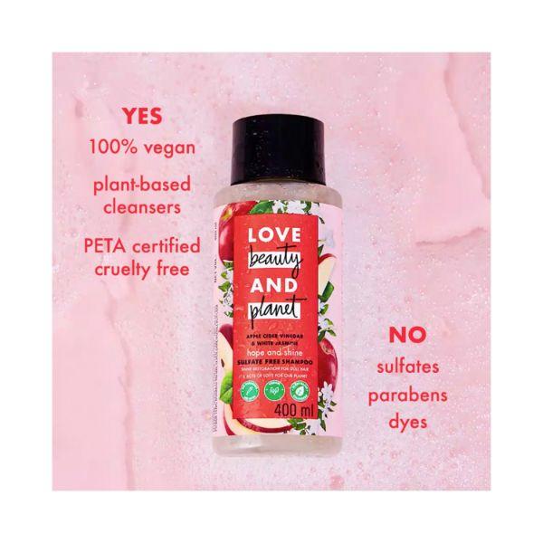 Love Beauty And Planet A Pple Cider Vinegar & Jasmine Sulfate Free Shine Shampoo 400 ml - Shampoos