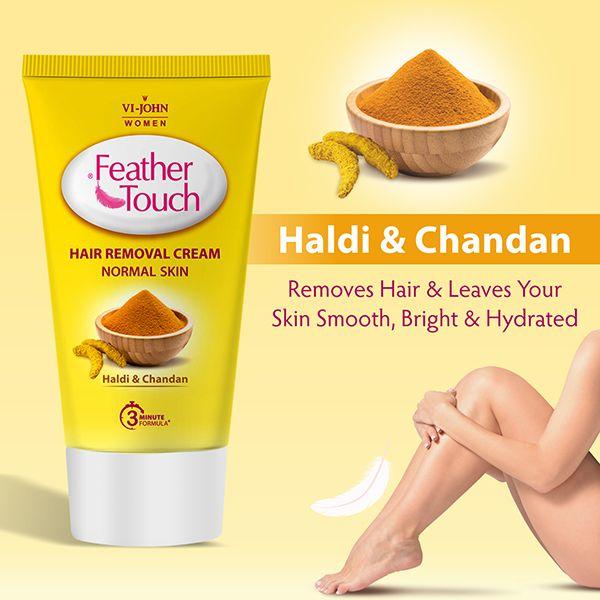VI-John Feather Touch Hair Removal Cream Haldi & Chandan Tube for Normal Skin 40 gm - Shaving Creams