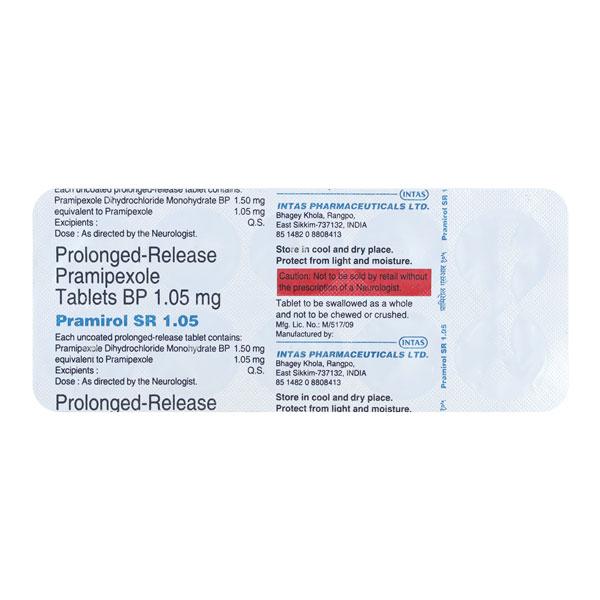 Pramirol SR 1.05mg Tablet 10'S - Parkinsonism-Apd
