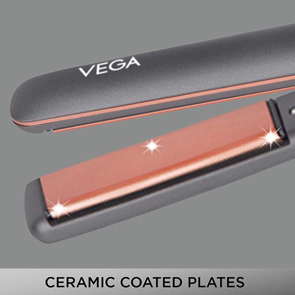 VEGA Glam Shine Hair Straightener With Ceramic Coated Floating Plates (VHSH-24) Grey 1's - Straighteners