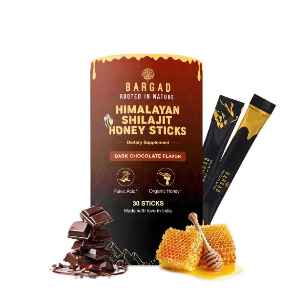 Netmeds | Bargad Himalayan Shilajit Honey Sticks - Dark Chocolate Flavour 30's