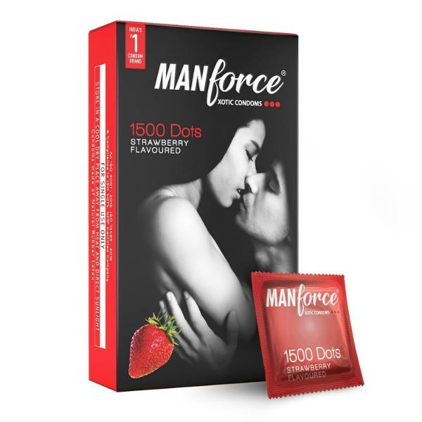 Netmeds | Manforce 1500 Dots Xotic Condoms - Strawberry Flavoured 20's