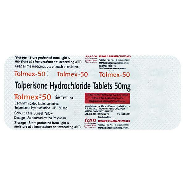 Tolmex 50mg Tablet 10'S - Muscle Cramps/Spasticity-Mus