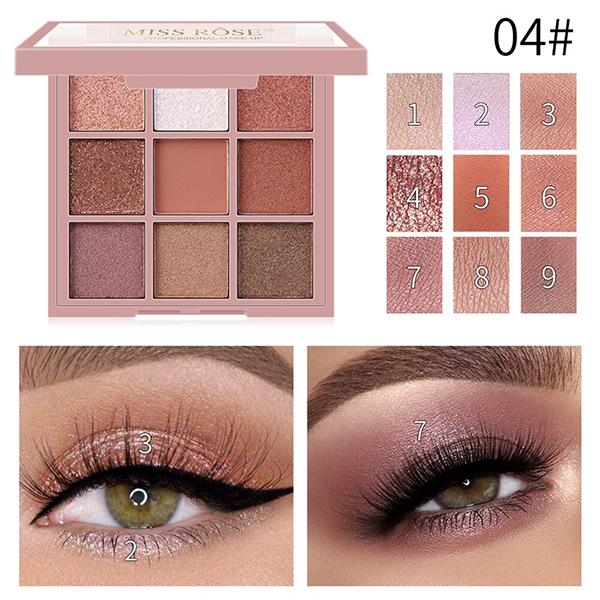 Miss Rose 9 Color Matte & Glitter Eyeshadow Palette 7001 - 123N 04 7.5 gm - Face Palettes