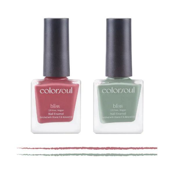 Colorsoul Bliss Vegan Nail Enamel, Ballerina Pink, Smog, B05, B17 (Pack of 2 x 8 ml) 1's - Nail Polish