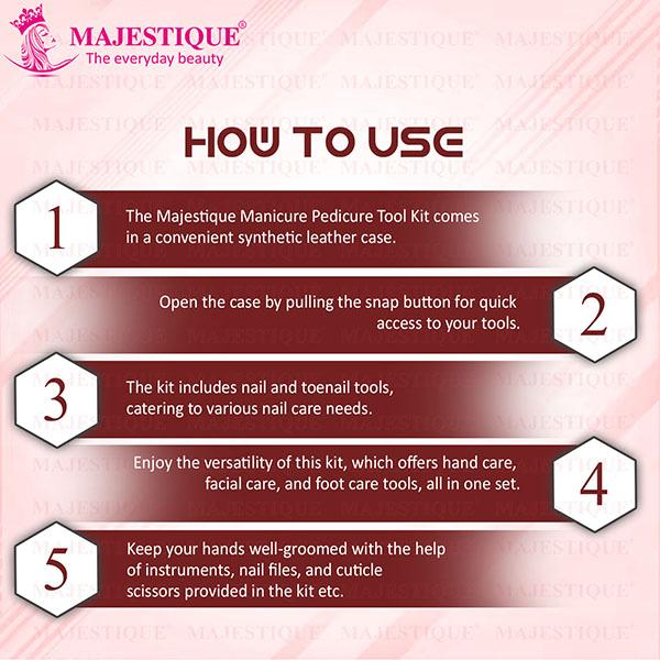 Majestique Manicure and Pedicure Set, Nail Clippers Kit and Cuticle Cleaning - Multicolor 1's - Body Scrubbers & Brushes