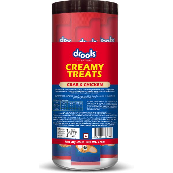 Drools Creamy Treats For Cat- Crab&Chicken (Pack Of 25 x 15gm) 1's - Petfood