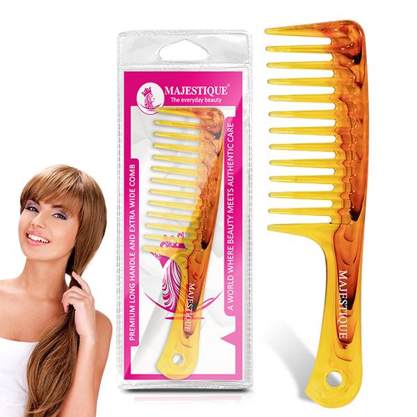 Netmeds | Majestique Premium Long Handle and Extra Wide Comb for Detangler Shampoo Comb - Multicolor 1's