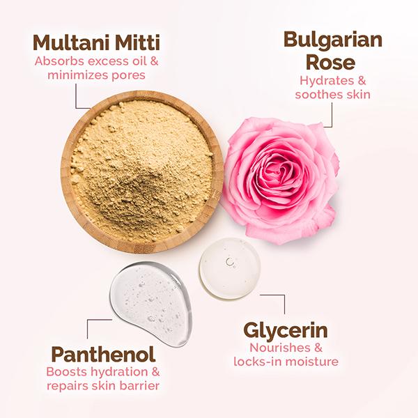 Mamaearth Multani Mitti Oil Balance Face Pack Multani Mitti & Bulgarian Rose Normal Oily Skin 200 gm - Face Packs