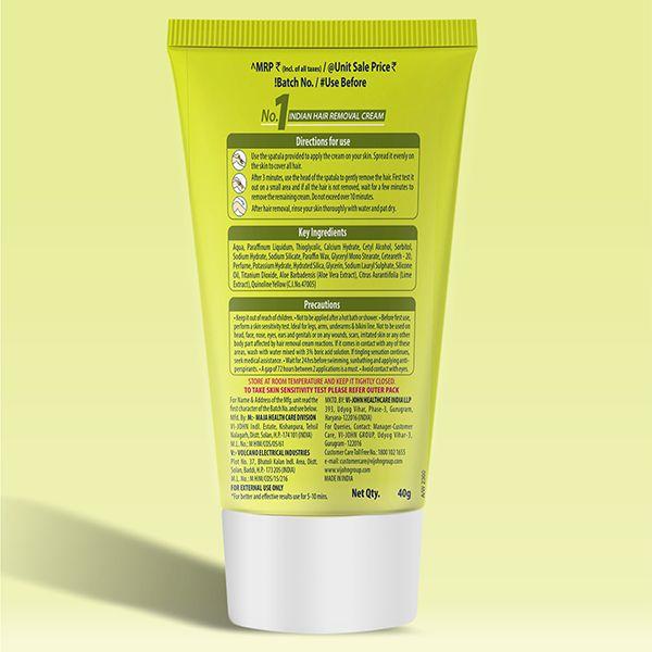 VI-John Feather Touch Hair Removal Cream Lime & Aloe Vera Tube for Dry Skin 40 gm - Shaving Creams