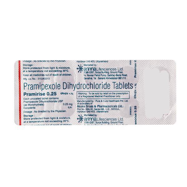 Netmeds | Pramirise 0.25mg Tablet 10'S