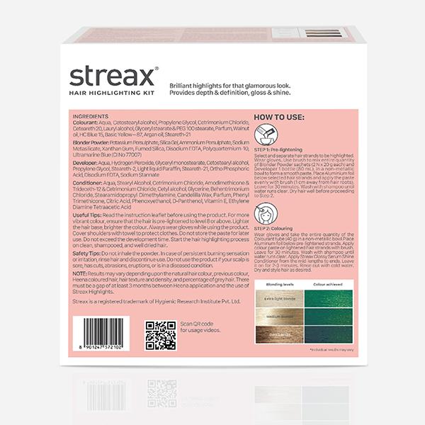 Streax Ultralights Hair Colour Highlight Kit, Green Hair Colour, Forest Green, 1's - Crème