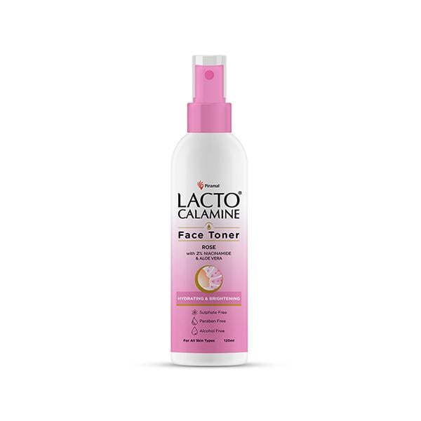 Netmeds | Lacto Calamine Rose Water Toner for Glowing Skin with Aloe Vera and 2% Niacinamide 120 ml
