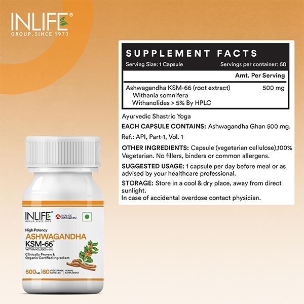 INLIFE High Potency Ashwagandha KSM-66 500mg Capsules 60's - Sexual Care