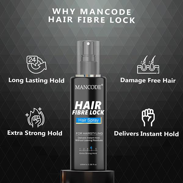 Mancode Hair Fibre Lock Hair Spray For Hair Styling, Lightweight And Delivers Instant Hold 100 ml - Hair Treatment
