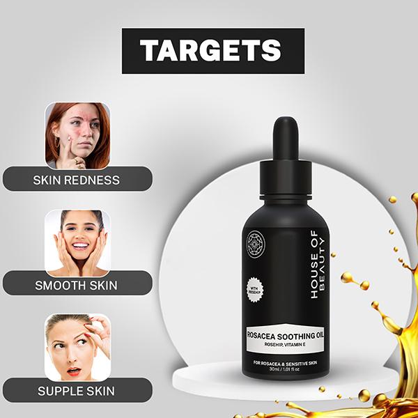 House of Beauty Rosacea Oil-Itchy Inflamed Skin Gives Deep Soothing with Rosehip & Vit-E 30ml - Face Oils