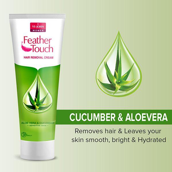 VI-John Feather Touch Hair Removal Cream Cucumber & Aloevera Tube for Sensitive Skin 110 gm - Shaving Creams