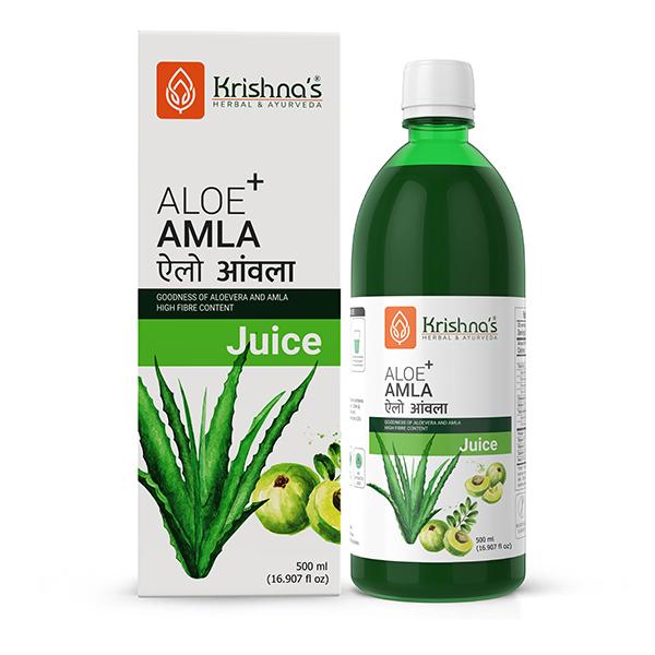 Krishna's Herbal & Ayurveda Aloe+Amla Juice 500 ml - Ayurvedic Juices