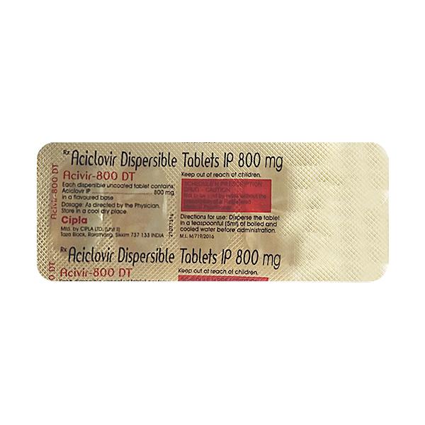 Acivir DT 800mg Tablet 5'S - Viral infections-Ant