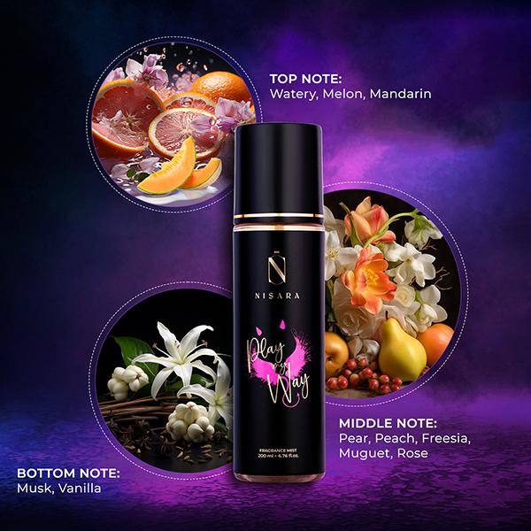 Nisara Play My Way Long Lasting Fruity Fragrance Body Mist Spray Perfume For Women 200 ml - Body Mist/Spray
