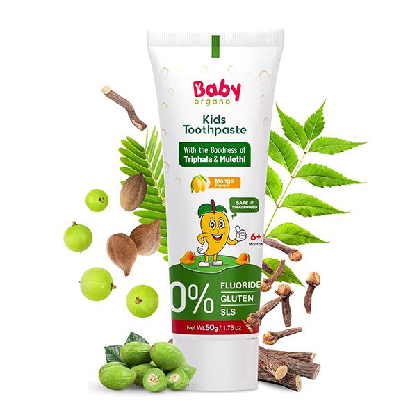 Netmeds | BabyOrgano Baby Toothpaste - Mango Flavor 50 g