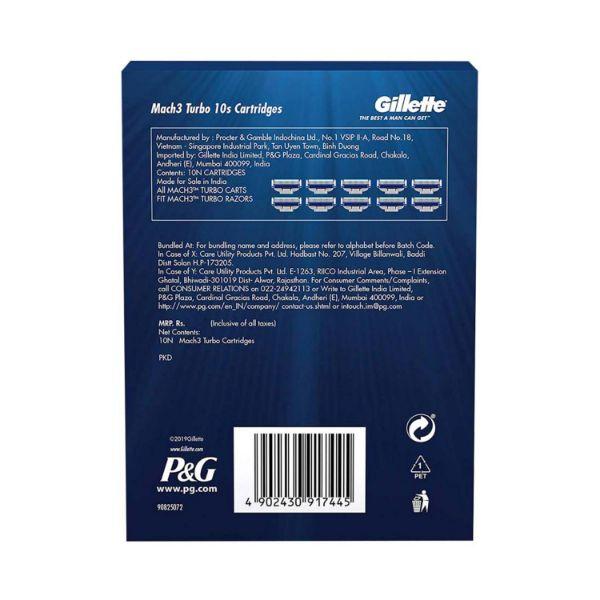 Gillette Mach Turbo 3 Shaving Cartridges 10's - Razors & Cartridges
