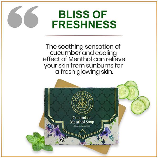 Luxuriate Cucumber and Menthol Soap Bar for Fressness 125 gm - Soaps