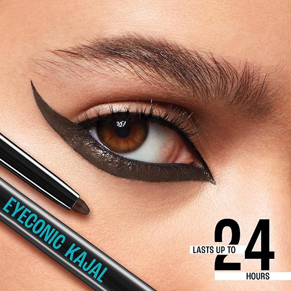 Lakme Eyeconic Kajal, Matte Kajal Pencil that lasts 24 Hrs, Classic Brown, 0.35gm - Kajal & Kohls