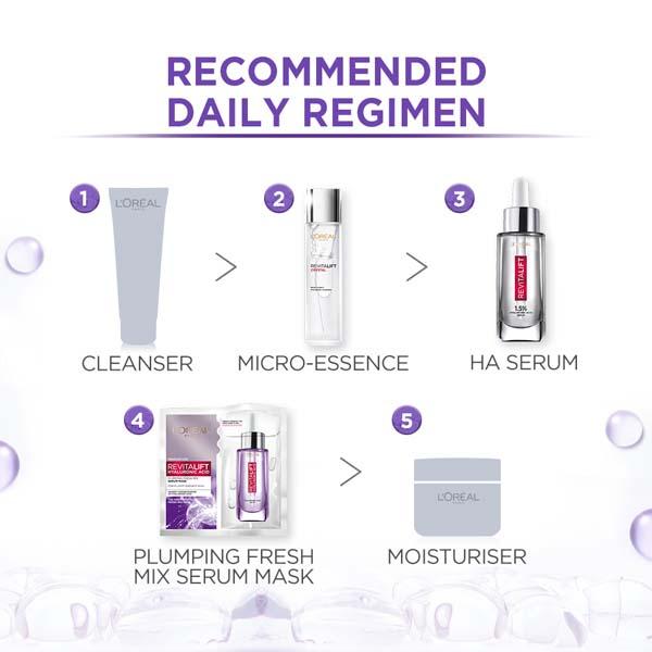 L'Oreal Paris Revitalift Hyaluronic Acid Fresh Mix Serum Sheet Mask Pack of 5 Combo 165 gm - Face Serum