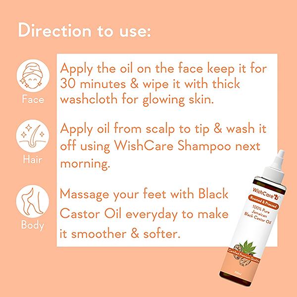 Wishcare Premium Jamaican Black Castor Oil-Cold Pressed 200 ml - Hair Oils