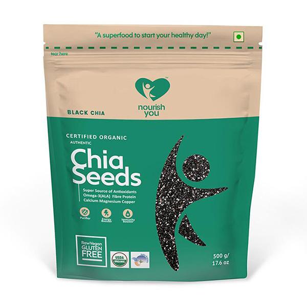 Nourish You Black Chia Seeds 500 gm - Nutritional Bars