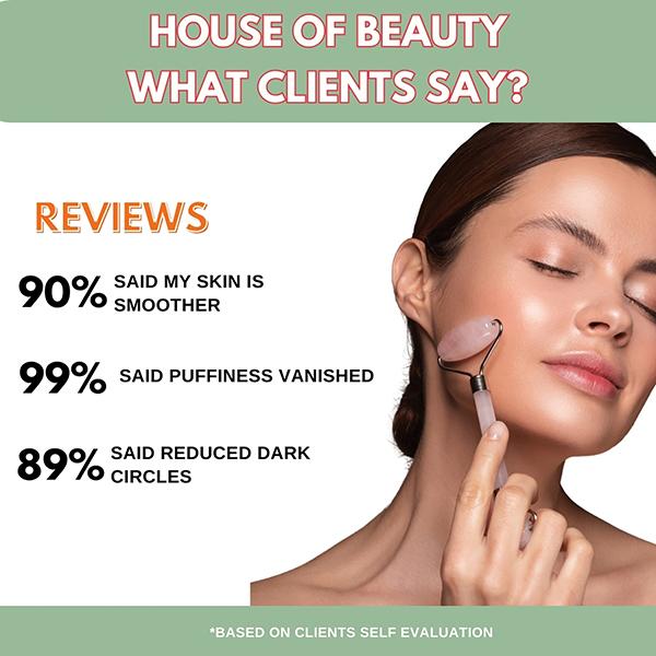 House of Beauty Rose Quartz Roller Kit For Toning, Tightening, Depuffing Face & Undereyes (3Pcs) 1's - Face Oils