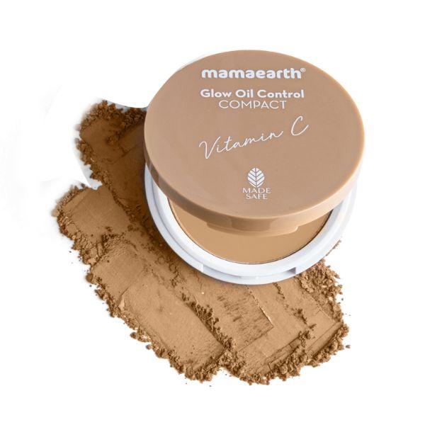 Mamaearth Glow Oil Control Compact SPF 30 with Vitamin C & Turmeric for 2X Instant Glow 04 Almond Glow 9 gm - Compact Powder