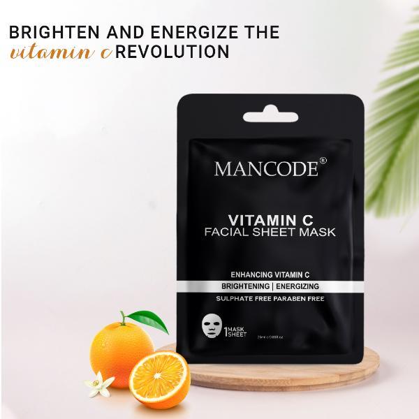Mancode Vitamin C Facial Sheet Mask For All Skin Types 25 gm - Face Mask