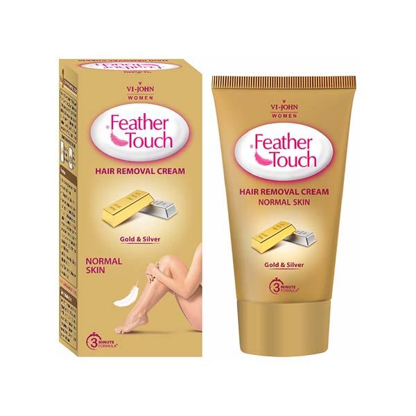 Netmeds | Vi-John Feather Touch Gold and Silver Hair Removal Cream for Normal Skin 40 gm