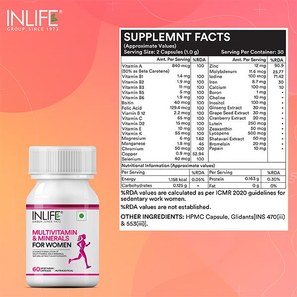 Inlife Multivitamin & Minerals Capsule - Women 60's - Women Health