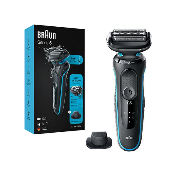 Netmeds | Braun Electric Shaver for Men, Series 5 51-M1200s, Wet and Dry Electric Shaver with Precision Trimmer Black and Turquoise 330 gm