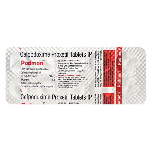 PODMON Tablet 10's - Bacterial Infections-Cep