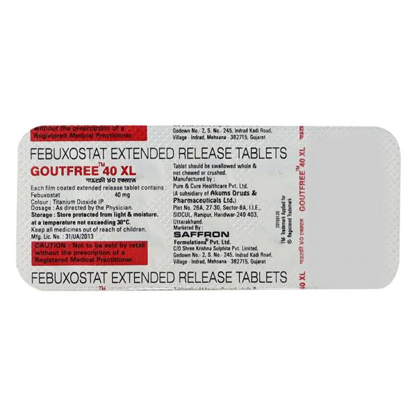 GOUTFREE 40 XL Tablet 10's - Gout
