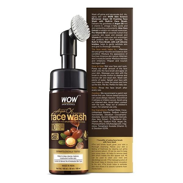 Wow Life Science Moroccan Argan Oil Face Wash with built-in brush 150 ml - Face Washes