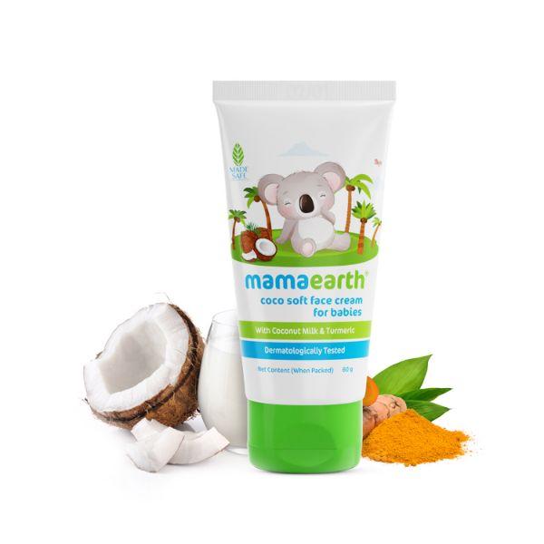 Mamaearth Coco Soft Face Cream With Coconut Milk & Turmeric For Babies For All Skin Type 60 gm - Creams, Lotions & Oils
