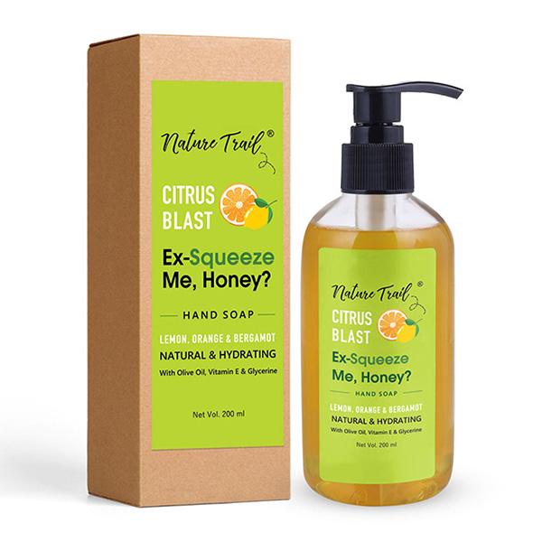 Nature Trail Citrus Blast Handwash with Olive, Lemon, Orange and Bergamot Oils, Sulphate and Paraben Free 200 ml