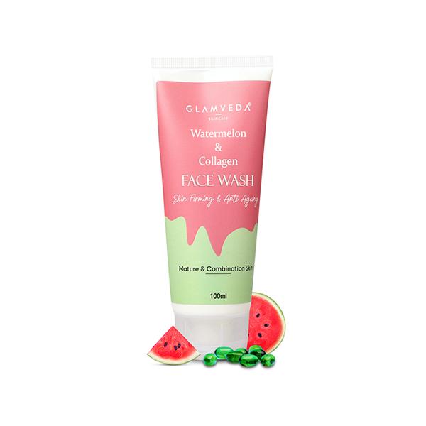 Glamveda Watermelon & Collagen Anti Ageing Face WashReduces Fine Lines, Wrinkles & Skin Dullness 100 ml - Face Wash & Cleansers